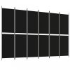 6 paneles fekete szövet térelválasztó 300x200 cm