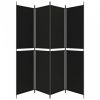 4 paneles fekete szövet térelválasztó 200x220 cm