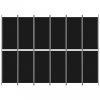 6 paneles fekete szövet térelválasztó 300x220 cm
