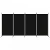 4 paneles fekete szövet térelválasztó 346x180 cm