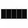 5 paneles fekete szövet térelválasztó 433x180 cm