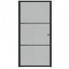 Fekete matt üveg és alumínium beltéri ajtó 102,5 x 201,5 cm