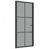 Fekete esg üveg és alumínium beltéri ajtó 93 x 201,5 cm