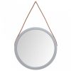 Ezüstszínű fali tükör pánttal ø 45 cm