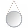 Ezüstszínű fali tükör pánttal ø 55 cm