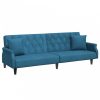 Kék bársony kanapéágy karfákkal