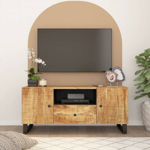 Tömör mangófa és szerelt fa TV-szekrény 105 x 33,5 x 46 cm