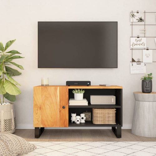 Tömör akácfa és szerelt fa TV-szekrény 80 x 33 x 46 cm
