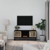 Fekete szerelt fa és vas TV-szekrény 105 x 30 x 45 cm