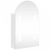 Fehér ívelt tükrös fürdőszobaszekrény LED-del 42 x 13 x 70 cm