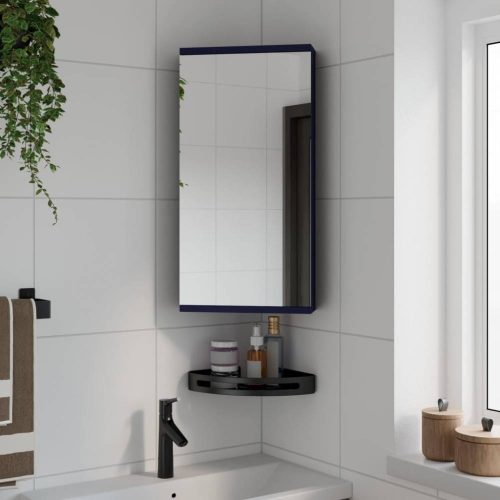 Szürke fürdőszobai tükrös sarokszekrény 30 x 24 x 60 cm