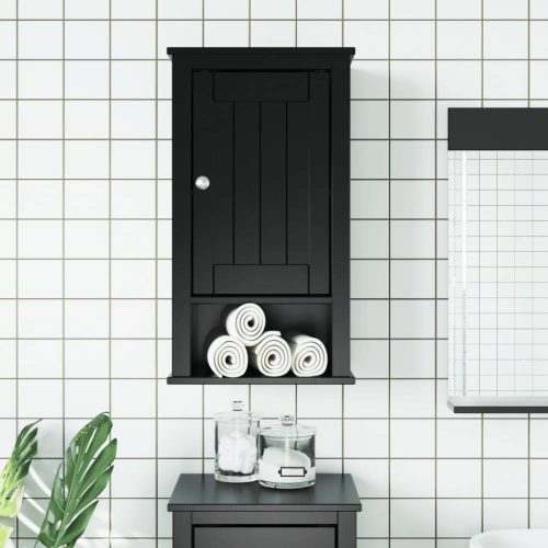 BERG fekete tömör fenyőfa fürdőszobaszekrény 40x27x71,5 cm