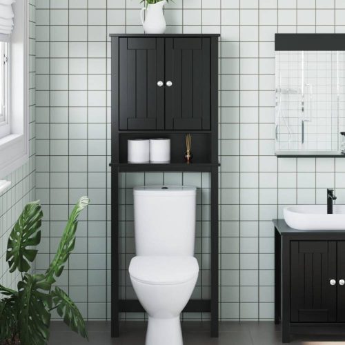 BERG fekete tömör fa WC feletti tároló 60 x 27 x 164,5 cm