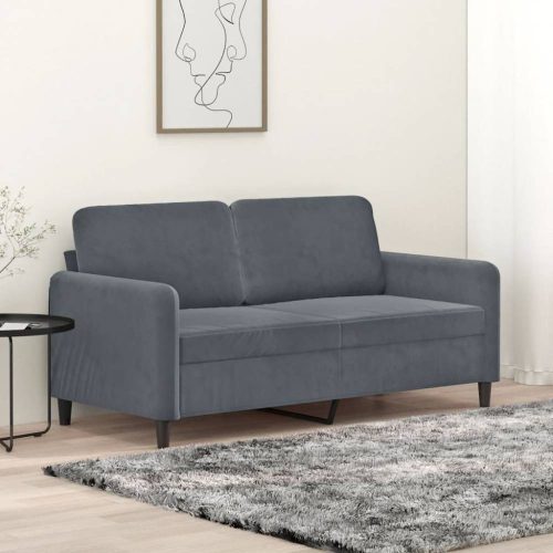 Kétszemélyes sötétszürke bársony kanapé 140 cm