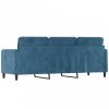 3 személyes kék bársony kanapé 180 cm