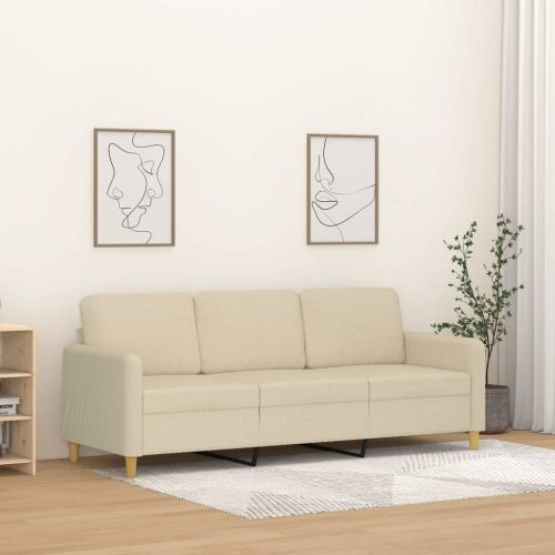 3 személyes krémszínű szövet kanapé 180 cm