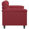 2 személyes bordó színű műbőr kanapé 140 cm