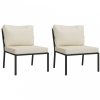 2 db acél kerti szék homokszínű párnákkal 60 x 74 x 79 cm