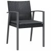 2 db fekete polyrattan kerti szék párnával 56,5 x 57 x 83 cm
