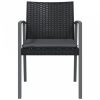 2 db fekete polyrattan kerti szék párnával 56,5 x 57 x 83 cm