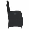 Fekete polyrattan dönthető kerti szék lábtartóval