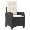 2 db fekete polyrattan dönthető kerti szék párnával