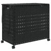 Fekete rattan szennyeskosár kerekekkel 66x35x60 cm