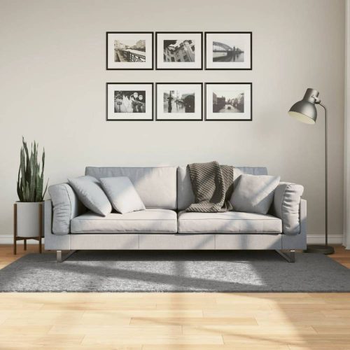 Szürke hosszú szálú bozontos modern szőnyeg 100 x 200 cm