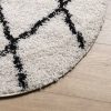 Krém és fekete hosszú szálú bozontos modern szőnyeg ? 200 cm