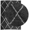Fekete és krém hosszú szálú bozontos modern szőnyeg 120 x 170cm