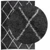 Fekete és krém hosszú szálú bozontos modern szőnyeg 140 x 200cm