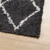 Fekete és krém hosszú szálú bozontos modern szőnyeg 160 x 160cm