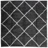 Fekete és krém hosszú szálú bozontos modern szőnyeg 200 x 200cm