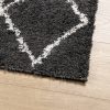 Fekete és krém hosszú szálú bozontos modern szőnyeg 240 x 240cm