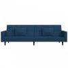 Kétszemélyes kék bársony kanapéágy két párnával