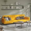 Kétszemélyes sárga bársony kanapéágy