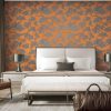 DUTCH WALLCOVERINGS kék és narancssárga fenyőmintás tapéta