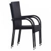 2 db fekete rakásolható polyrattan kültéri szék