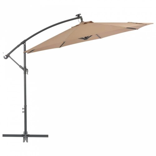 Tópszínű konzolos napernyő led-fényekkel és acélrúddal 300 cm