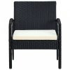Fekete polyrattan kerti szék párnával