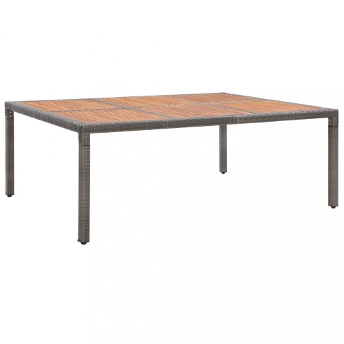 Szürke polyrattan és akácfa kerti asztal 200 x 150 x 74 cm