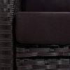 Fekete polyrattan kétszemélyes kerti kanapé párnákkal 124 cm