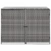 Antracit polyrattan dupla tároló gurulós kukához 148x77x111 cm  