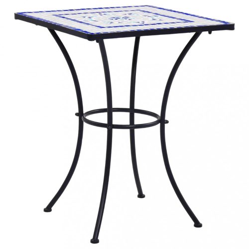 Kék és fehér kerámia mozaikos bisztróasztal 60 cm