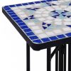 Kék és fehér kerámia mozaik kisasztal