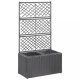 Fekete rácsos polyrattan magaságyás 2 kaspóval 58 x 30 x 107 cm