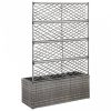 Szürke rácsos polyrattan magaságyás 3 kaspóval 83 x 30 x 130 cm