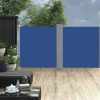 Kék behúzható oldalsó napellenző 100 x 600 cm