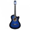 Kék árnyékos 6 húros klasszikus western cutaway gitár 38"