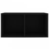 Fekete szerelt fa lemeztároló doboz 71 x 34 x 36 cm